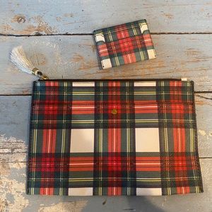 J Crew Tartan Clutch and Card Wallet
